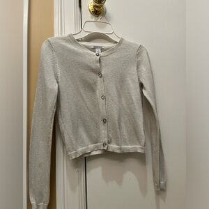 Shimmery and soft white cardigan girls size 8 with jewels for buttons